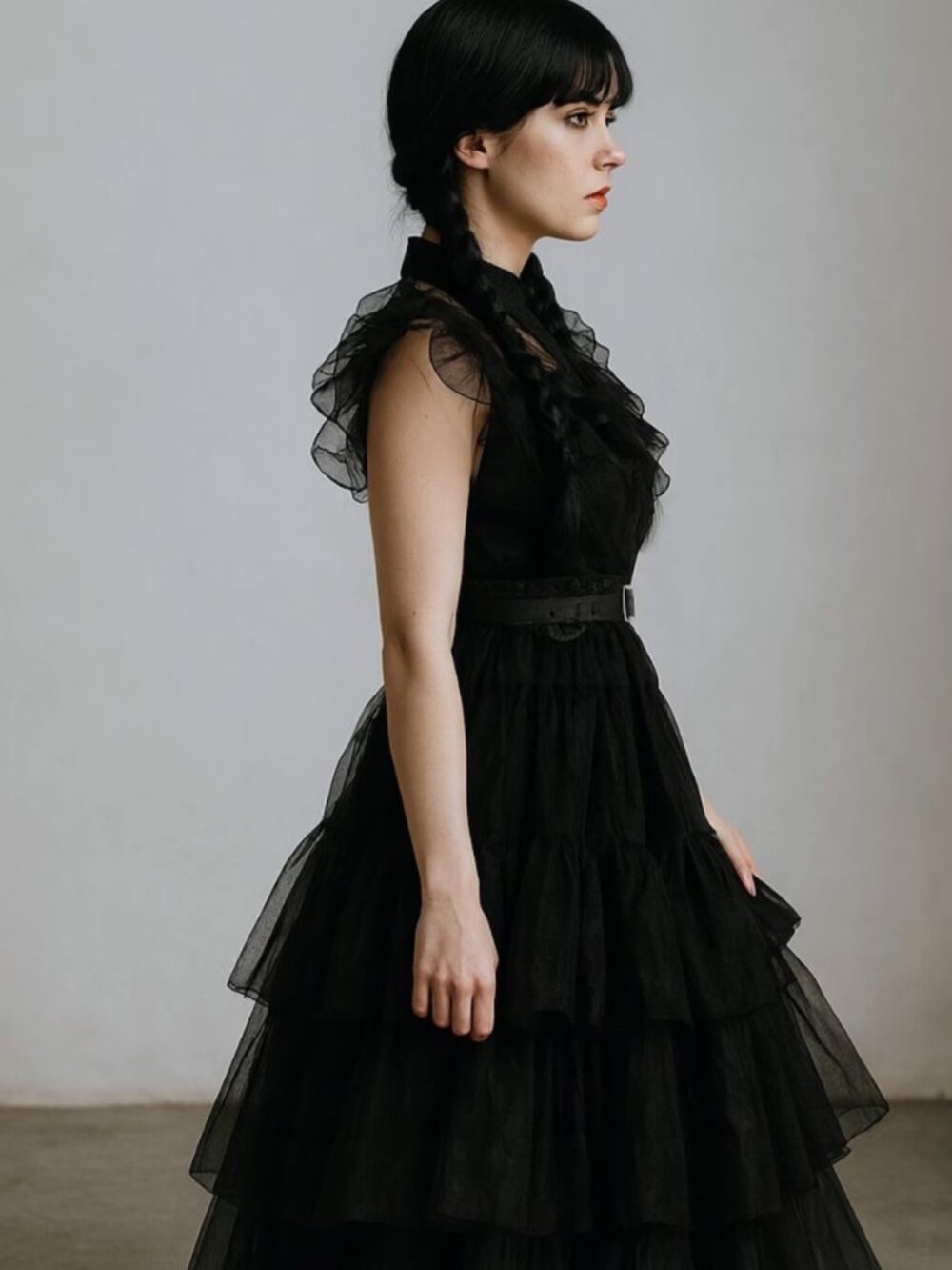 💀 Adult Wednesday Costume Gothic Halloween Black Dress 💀